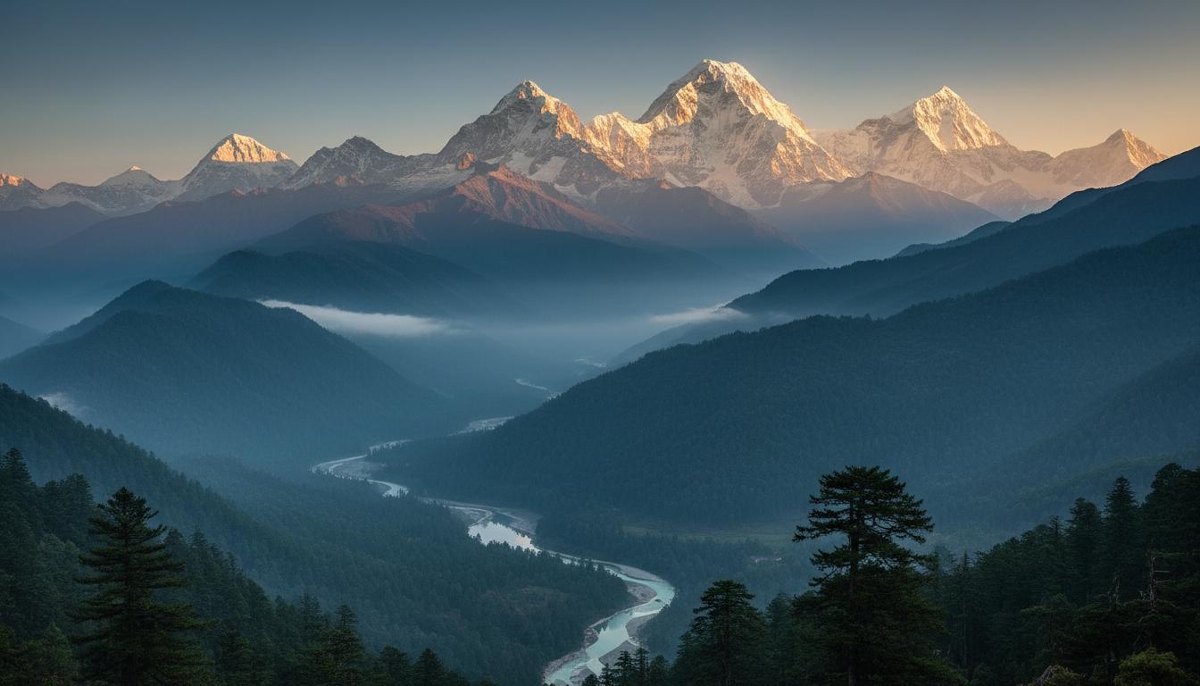 Himalayan mountains at sunrise